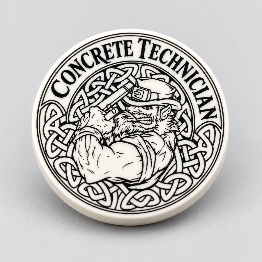 Concrete Technician black and white logo shoe charm