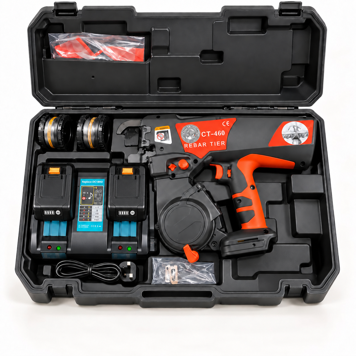 ConTech CT-460 kit with two unbranded batteries, charger, two starter coils and carry case